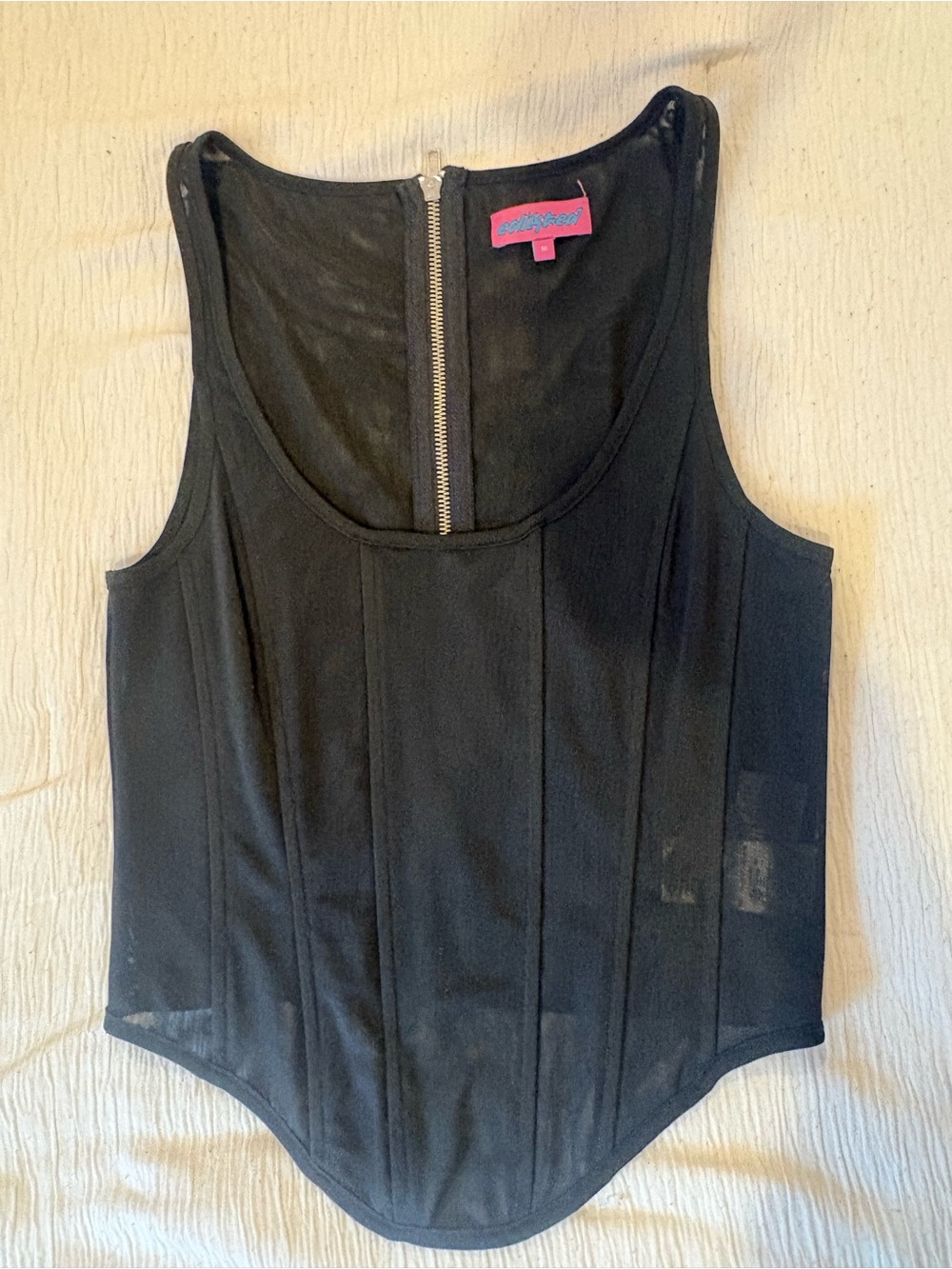 Edikted Black Tank-Style Bodysuit with Back Zip